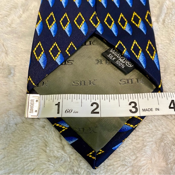 Como House Italy 🇮🇹 Blue & Gold 100% Silk Tie EUC - Picture 3 of 5